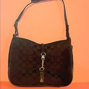 Coach black Canvas Logo Signature Purse Handbag